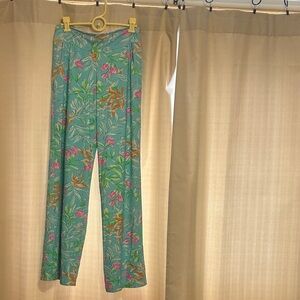 Jean Pierre Teal Floral Wide-Leg Pants